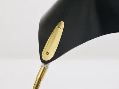  Gebr der Cosack 1950s Cosack Cobra Black Mid Century Brass Desk or Table Lamp Stilnovo Style