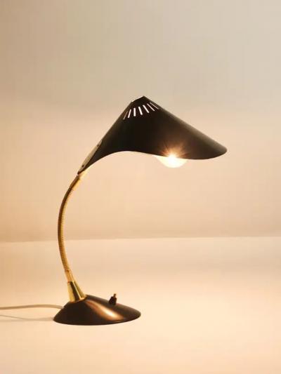  Gebr der Cosack 1950s Cosack Cobra Black Mid Century Brass Desk or Table Lamp Stilnovo Style