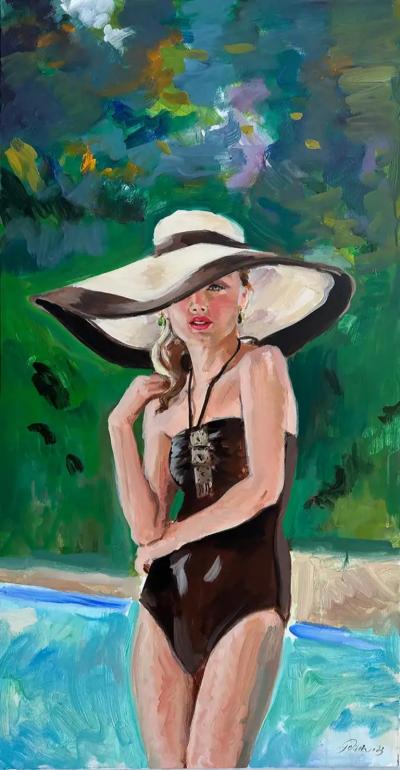  Geiler Gonzalez Cuban American Artist Geiler Gonzalez Painting Woman with Hat 