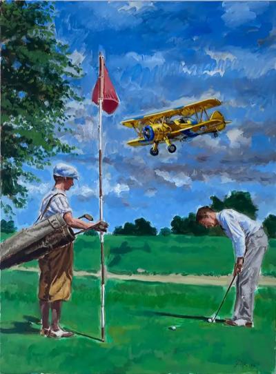  Geiler Gonzalez Golfers Painting by Cuban American Artist Geiler Gonzalez