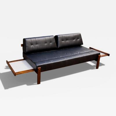  Gelli Ind stria de M veis Loveseat with Extendable side tables in Hardwood Leather Gelli