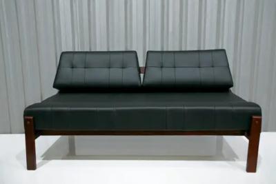  Gelli Ind stria de M veis Mid Century Modern Loveseat in Hardwood and Leather by Gelli Brazil 1960s