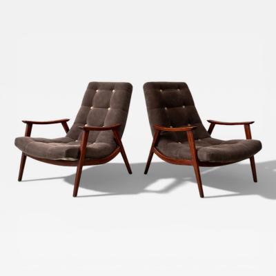  Gelli Ind stria de M veis Pair of Armchairs in Brazilian Hardwood Fabric Gelli 1960s Lot 508