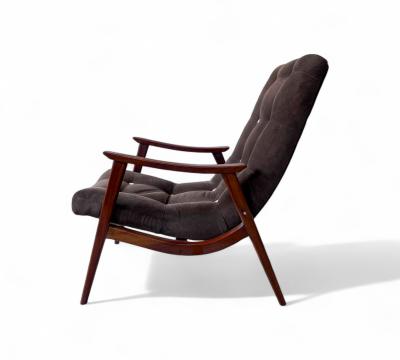  Gelli Ind stria de M veis Pair of Canoa Armchairs in Wood Fabric Gelli 1960s Lot 508