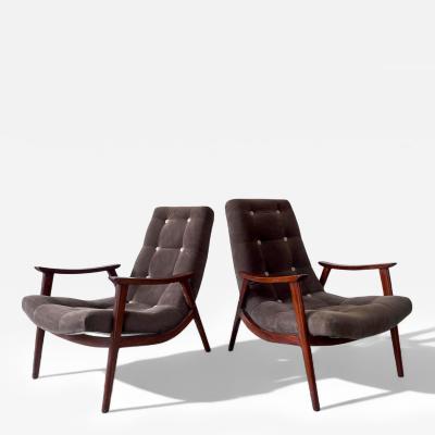  Gelli Ind stria de M veis Pair of Canoa Armchairs in Wood Fabric Gelli 1960s Lot 508