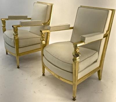  Genes Babut Genes Babut French 40s gorgeous pair of gold leaf chairs