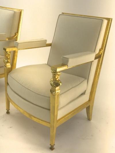  Genes Babut Genes Babut French 40s gorgeous pair of gold leaf chairs