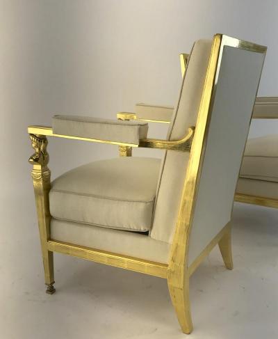  Genes Babut Genes Babut French 40s gorgeous pair of gold leaf chairs