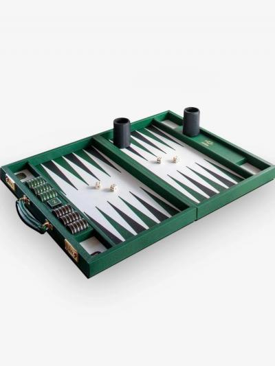  Geoffrey Parker SKY BLUE LEATHER CAFE BACKGAMMON BOARD