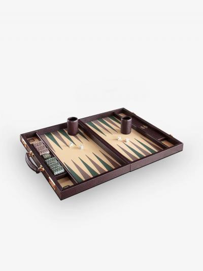  Geoffrey Parker SKY BLUE LEATHER CAFE BACKGAMMON BOARD
