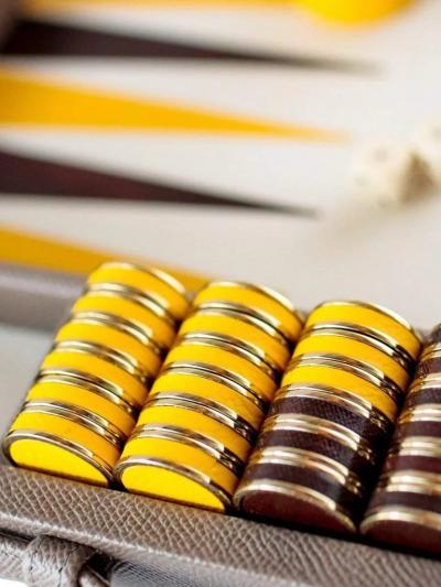  Geoffrey Parker SLATE AND IVORY TRAVEL SIZE BACKGAMMON BOARD