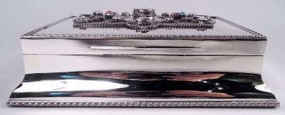  George Henry Cowell Rare English Edwardian Classical Sterling Silver Jeweled Box 1908