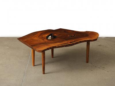  George Nakashima Woodworkers English Walnut Slab Coffee Table by George Nakashima