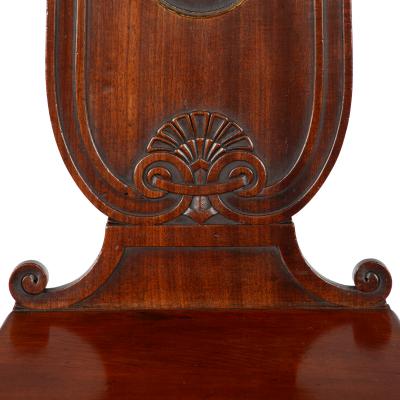  George Seddon Sons A pair of rare Regency mahogany hall chairs from the Bateson family