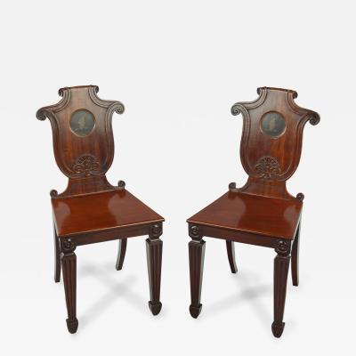  George Seddon Sons A pair of rare Regency mahogany hall chairs from the Bateson family