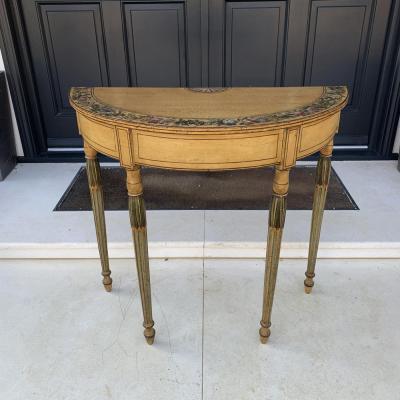  George Seddon Sons Painted Demi Lune Pier Table Likely by Seddon Sons and Sons and Shackleton