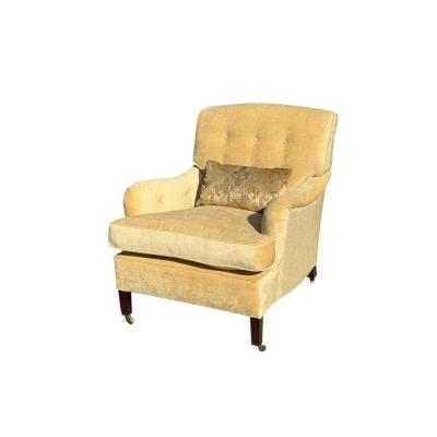  George Smith George Smith Beige Linen Upholstered Roll Arm Club Chair 1 of 2