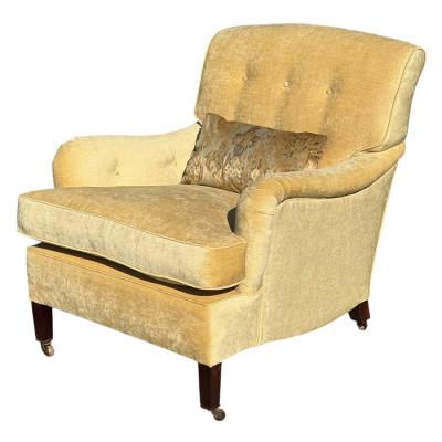  George Smith George Smith Beige Linen Upholstered Roll Arm Club Chair 1 of 2