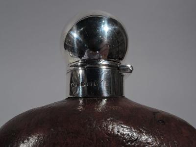  George Unite Jumbo Big Game Era English Sterling Silver Safari Flask 1888