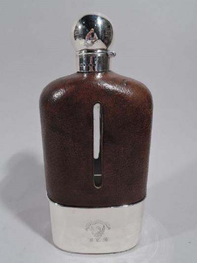  George Unite Jumbo Big Game Era English Sterling Silver Safari Flask 1888