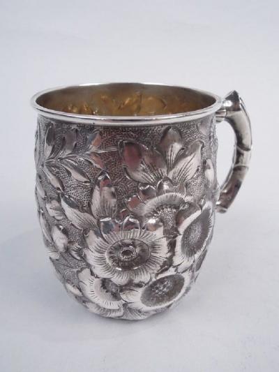  George W Shiebler Co Antique Shiebler Victorian Repousse Sterling Silver Baby Cup