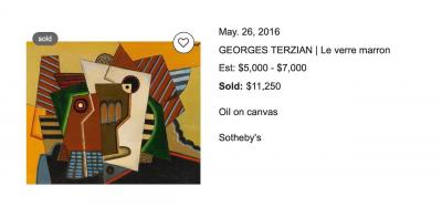  Georges Terzian Georges Terzian Cubism Expressionism Original Art Deco Style Painting