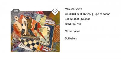  Georges Terzian Georges Terzian Cubism Expressionism Original Art Deco Style Painting
