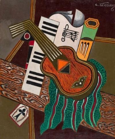  Georges Terzian Georges Terzian Cubism Expressionism Original Art Deco Style Painting