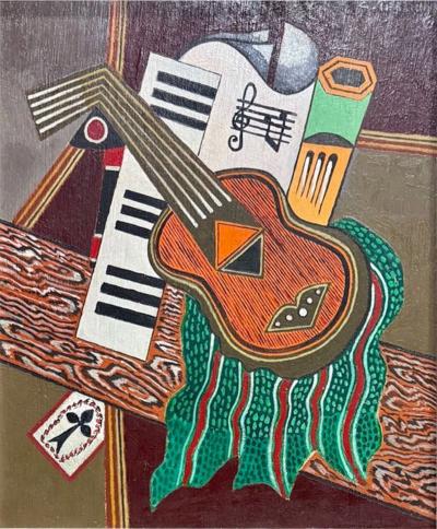  Georges Terzian Georges Terzian Cubism Expressionism Original Art Deco Style Painting