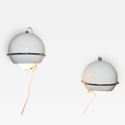  Gepo Pair of White Metal Lucite Eyeball Wall Sconces by GEPO