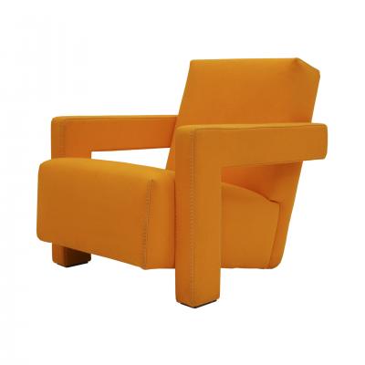  Gerrit Thomas Rietveld 20th Century Thomas Rietveld Orange Wool Fabric Pair Of Utrecht Armchairs 1935