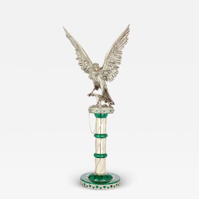  Giaconi Gioli Modern Italian silver diamond and malachite eagle model by Giaconi Gioli