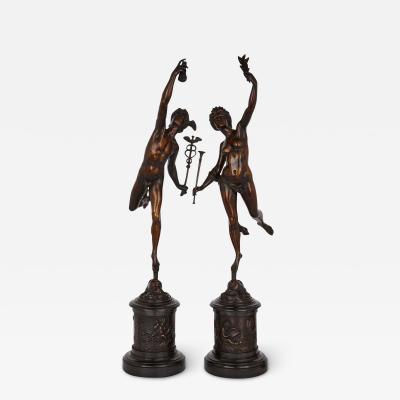  Giambologna Pair of patinated bronze figures of Mercury and Fortuna after Giambologna