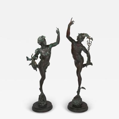  Giambologna Pair of patinated bronze sculptures of Fortuna and Mercury after Giambologna