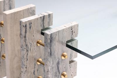  Gianfranco Ferr Home Fitzroy Travertine Coffee Table by Gianfranco Ferr Home Italy 2010s
