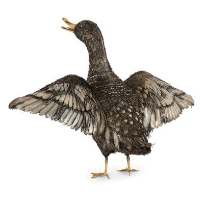  Gianmaria Buccellati Italian Silver Furry Duck Sculpture by Buccellati