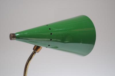  Gilardi Barzaghi Italian Modern Brass and Green Metal Petite Table Lamp by Gilardi and Barzaghi