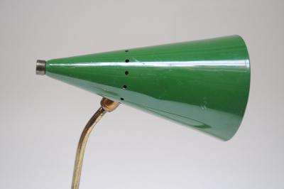  Gilardi Barzaghi Italian Modern Brass and Green Metal Petite Table Lamp by Gilardi and Barzaghi