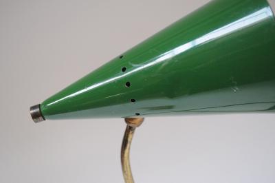  Gilardi Barzaghi Italian Modern Brass and Green Metal Petite Table Lamp by Gilardi and Barzaghi