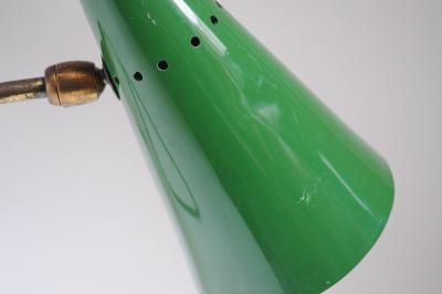  Gilardi Barzaghi Italian Modern Brass and Green Metal Petite Table Lamp by Gilardi and Barzaghi