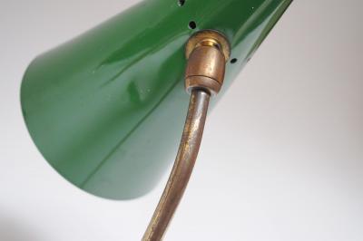  Gilardi Barzaghi Italian Modern Brass and Green Metal Petite Table Lamp by Gilardi and Barzaghi
