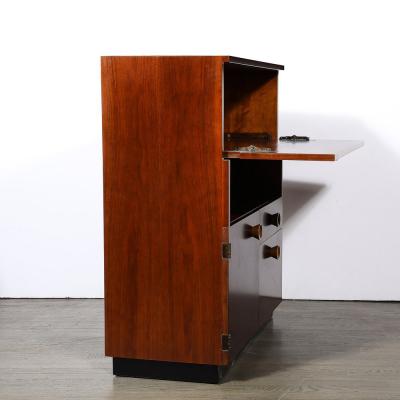  Gilbert Art Deco Secretary Cabinet Desk in Book Matched Walnut by Gilbert Rohde