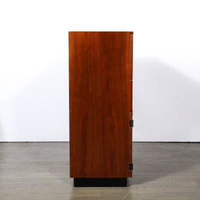  Gilbert Art Deco Secretary Cabinet Desk in Book Matched Walnut by Gilbert Rohde