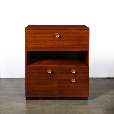  Gilbert Art Deco Secretary Cabinet Desk in Book Matched Walnut by Gilbert Rohde