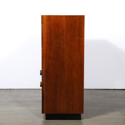  Gilbert Art Deco Secretary Cabinet Desk in Book Matched Walnut by Gilbert Rohde