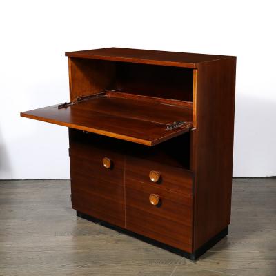  Gilbert Art Deco Secretary Cabinet Desk in Book Matched Walnut by Gilbert Rohde