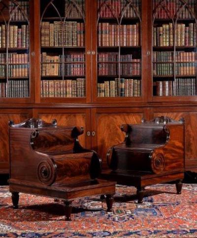  Gillows of Lancaster London A PAIR OF REGENCY MAHOGANY LIBRARY STEPS CIRCA 1815 IN THE MANNER OF GILLOWS