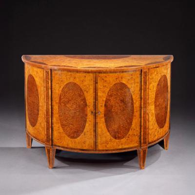  Gillows of Lancaster London A fine George III Period Demi Lune Burr Elm and Burr Yew Wood Commode