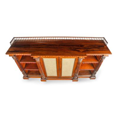  Gillows of Lancaster London A late William IV rosewood breakfront open bookcase by Gillows