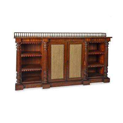  Gillows of Lancaster London A late William IV rosewood breakfront open bookcase by Gillows